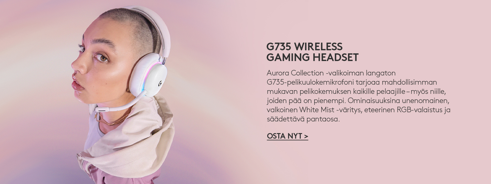 Logitech G735 Aurora Collection -pelikuulokkeet ja tietoa tuotteen ominaisuuksista