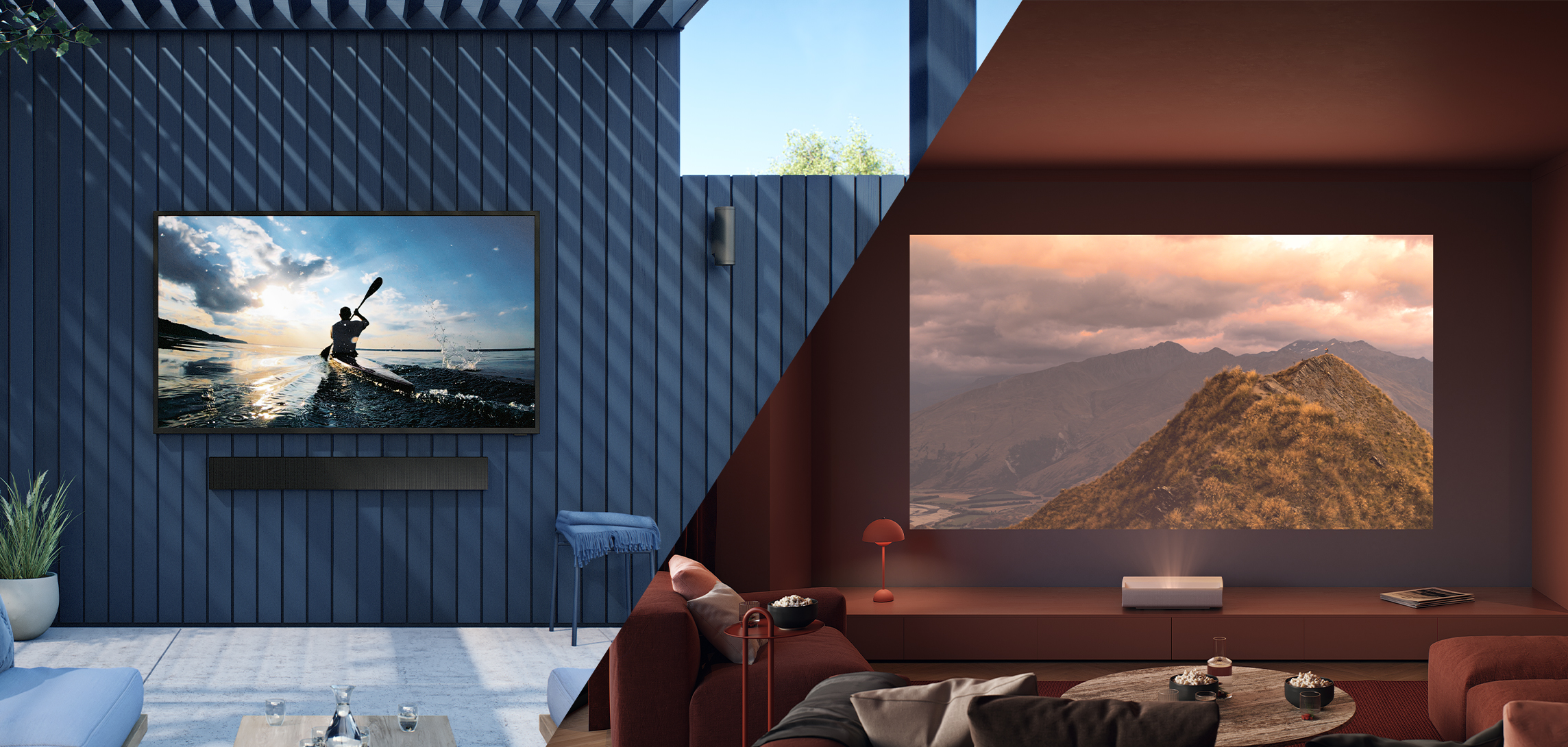 Samsung-televisioita seinällä