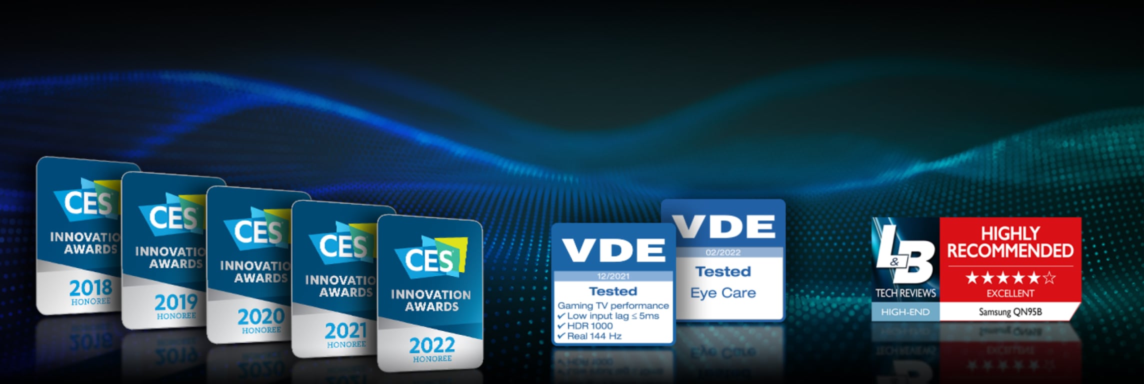 Samsung Gaming TV Awards rinnalla CES Innovation Awards 2022, VDE-testattu ja L&B-suositus