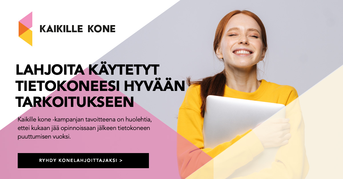 Kaikille kone - Digitaitoja kouluihin, opiskelulaitteita tarvitseville