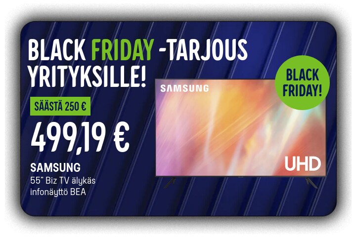 Black Friday tarjous yrityksille Samsung tv