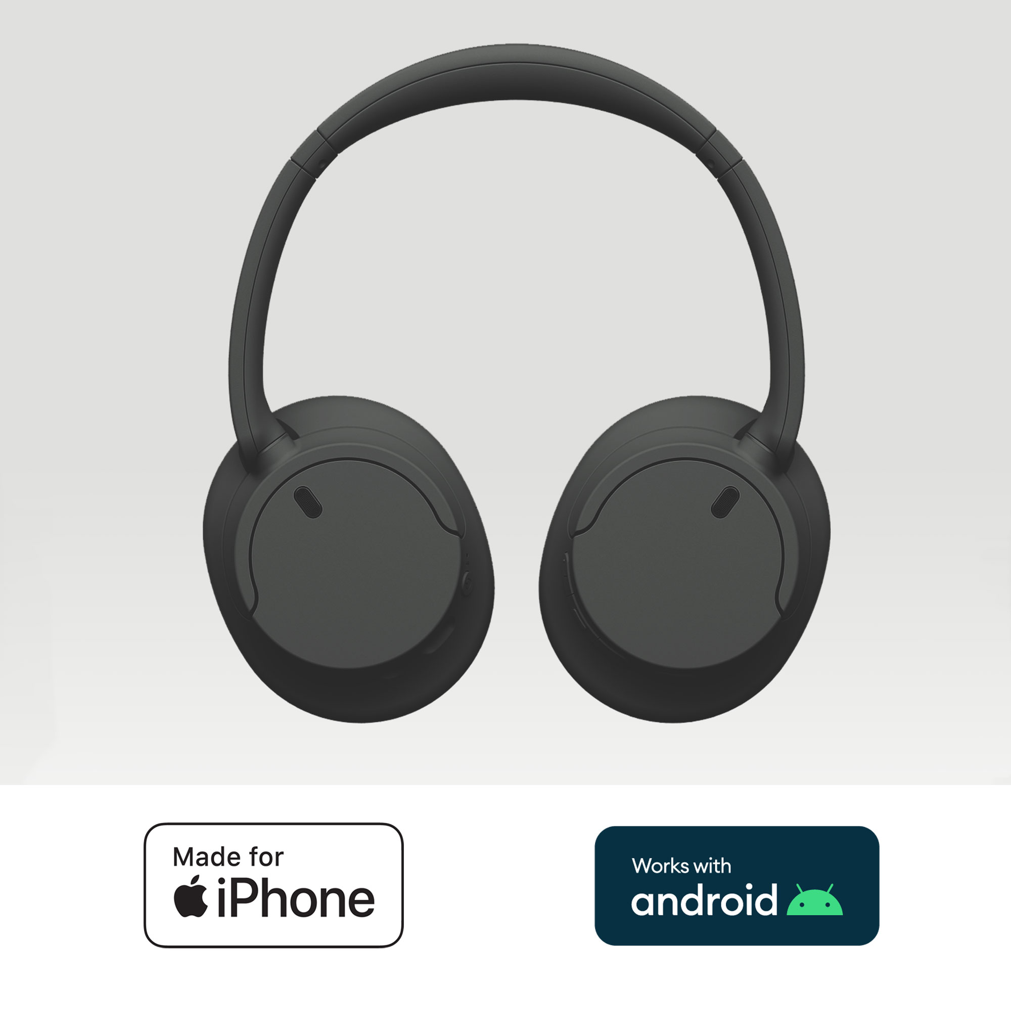 Sony WH-CH720-kuulokkeet ja Soveltuu iPhonelle ja Androidille -logo