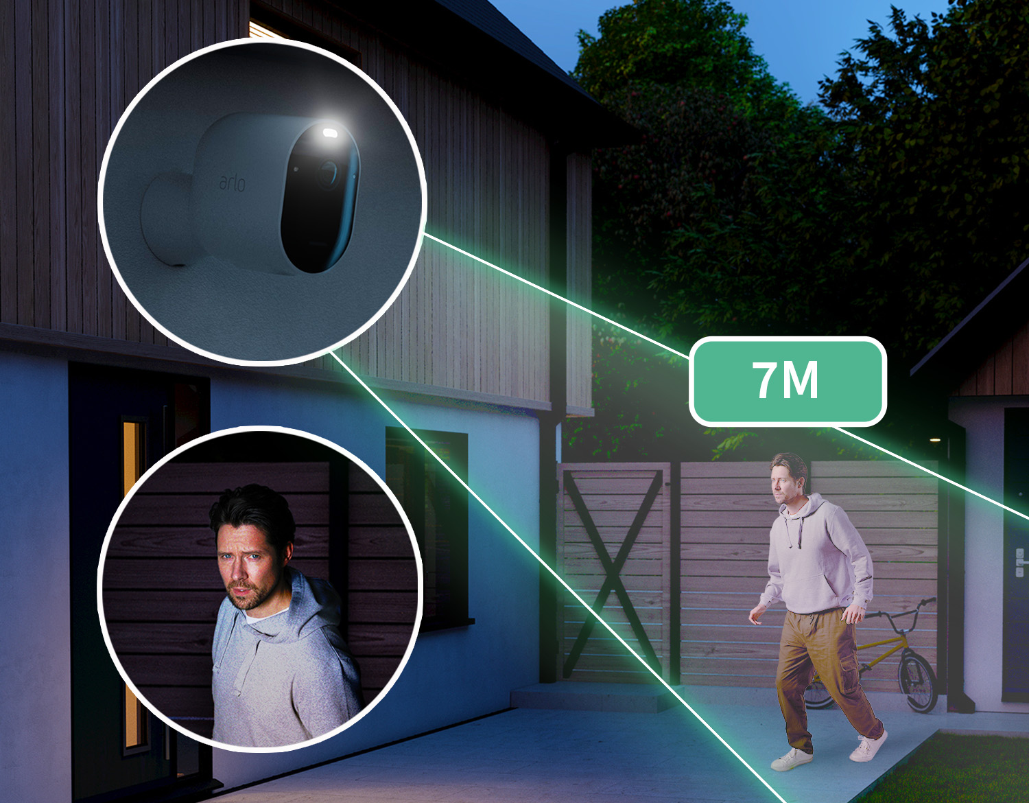Arlo Pro 5 - Karkota tunkeilijat tehokkaalla kohdevalolla, joka valaisee kasvot 7 metrin etäisyydeltä