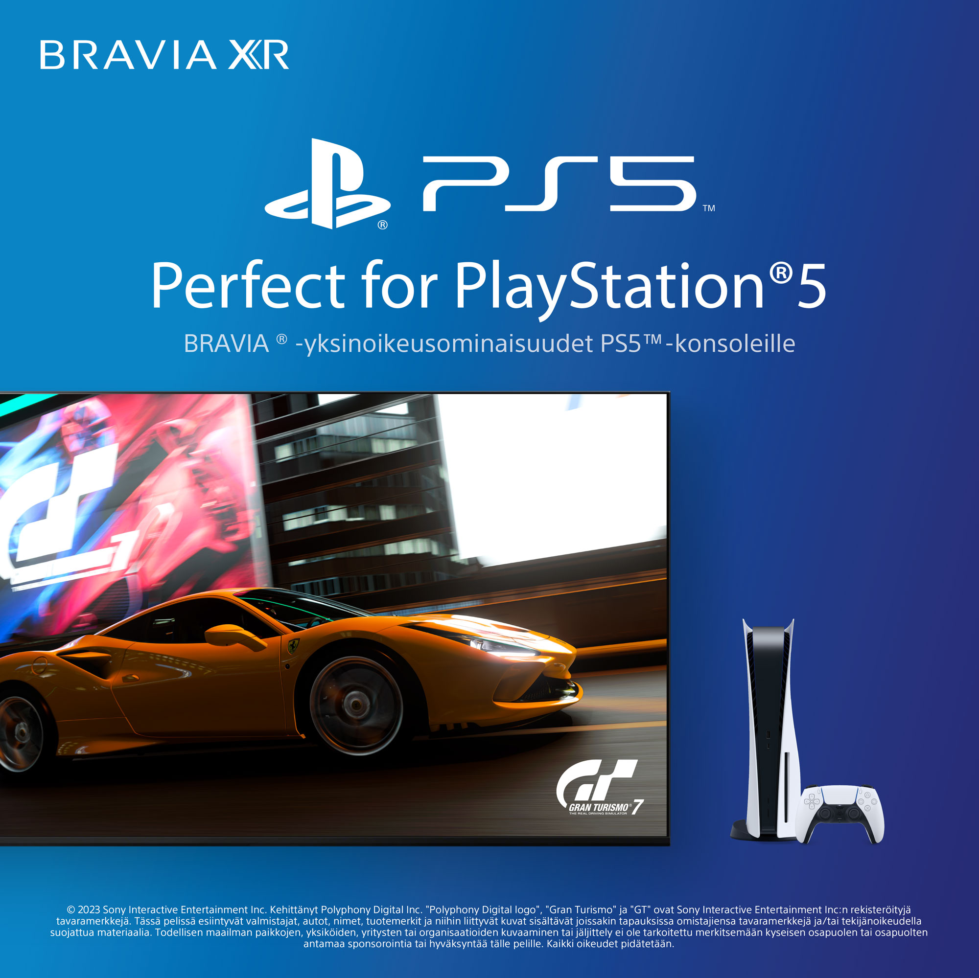 Sony A95L TV ja teksti 'Perfect for PlayStation 5'