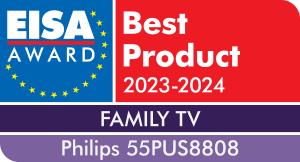 Philips PUS8808 -televisiosarjalle myönnetty EISA Best Product Family TV -palkinnon logo