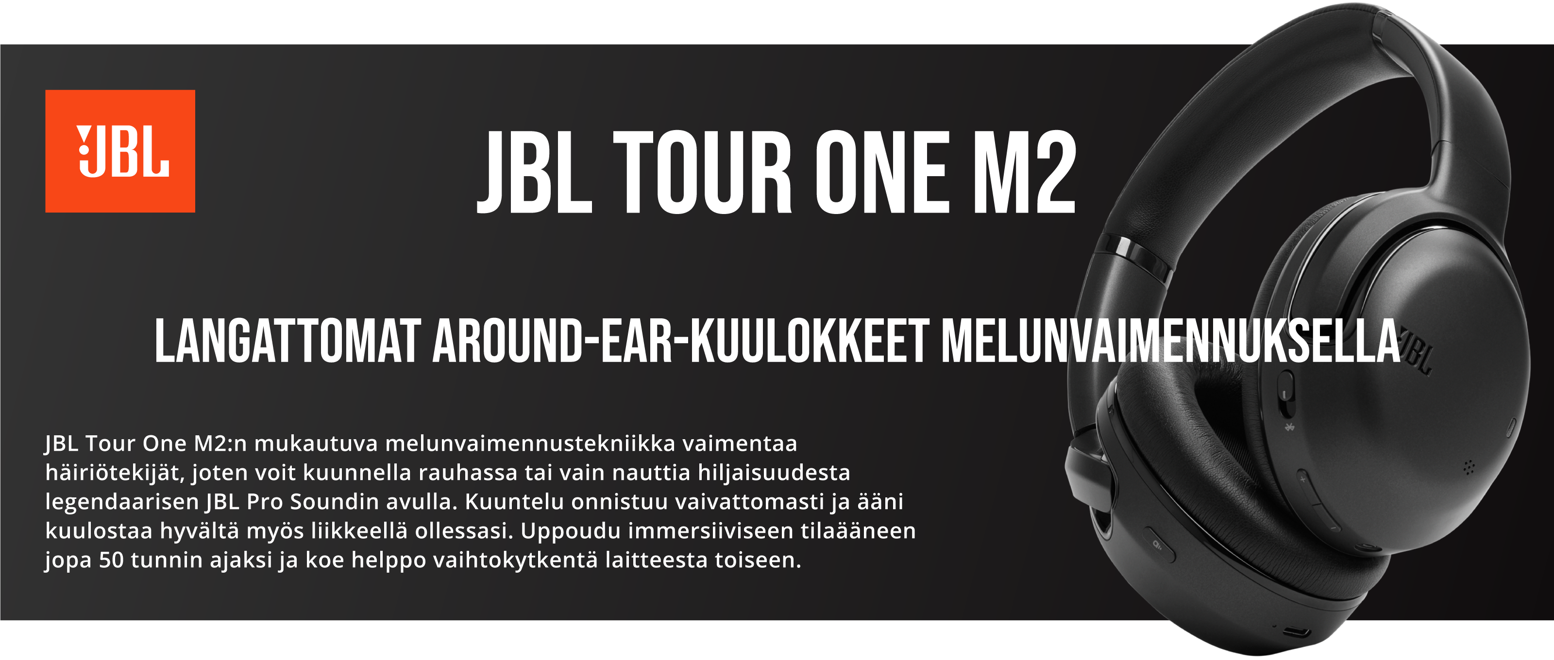 JBL Tour One M2: langattomat around-ear-kuulokkeet True Adaptive -melunvaimennuksella