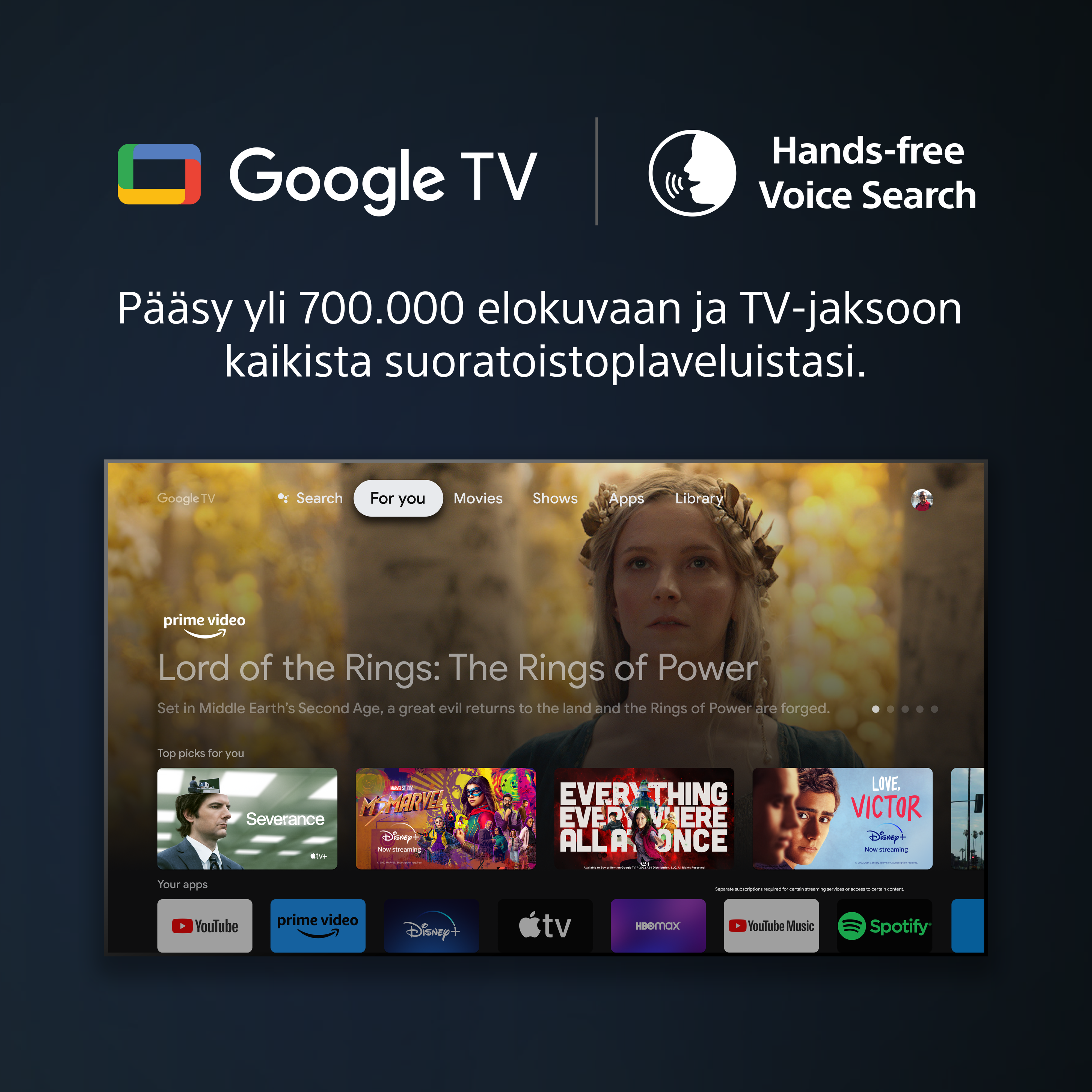 Sony A95L TV - Google TV ja Voice Search -äänihaku