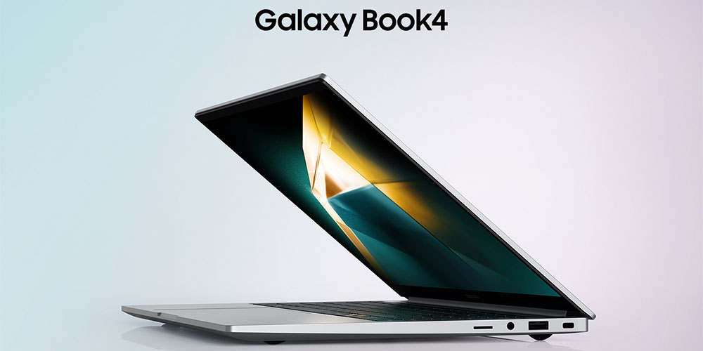 Galaxy Book4 -tietokone hopeisessa väriasussa