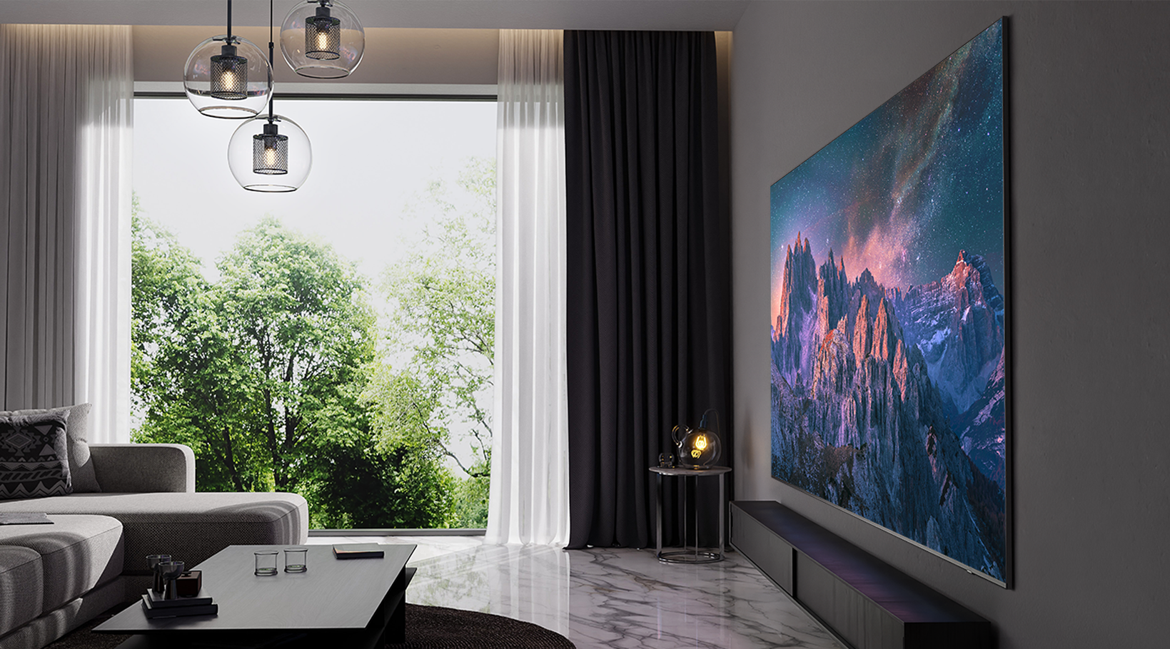 Äärettömän ohut Samsung QLED -televisio superisolla ruudulla