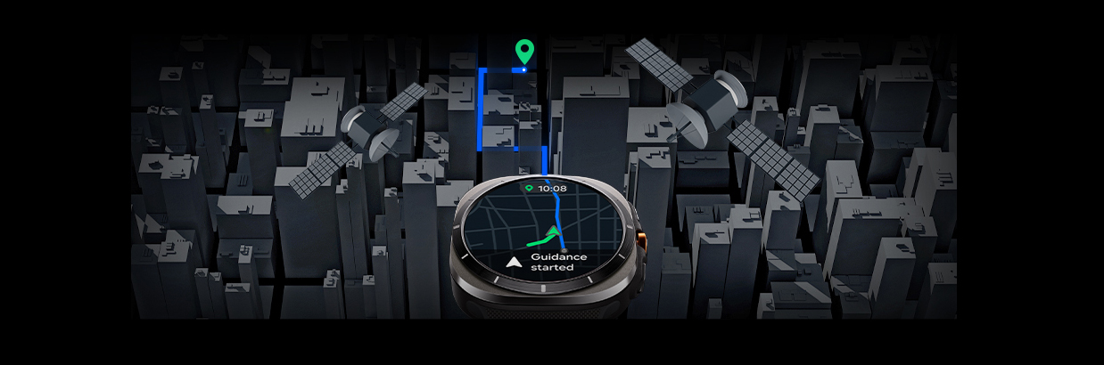 Galaxy Watch Ultra näyttää navigaatiotietoja kartalla