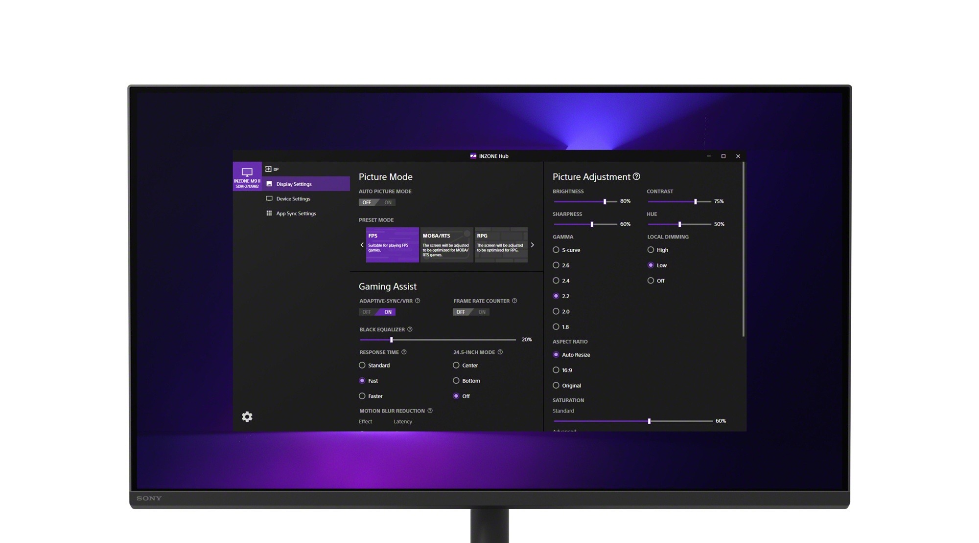 Sony Inzone M9II näyttö - DP-2.1- HDMI-2.1A Display Port-2.1 - DisplayPort 2.1 ja kaksi HDMI 2.1 -porttia