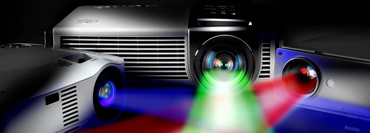 LCD-projektori vs DLP-projektori näyttäen värisirut