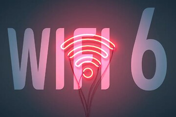 kuvituskuva wifi 6-signaalista neonvalossa