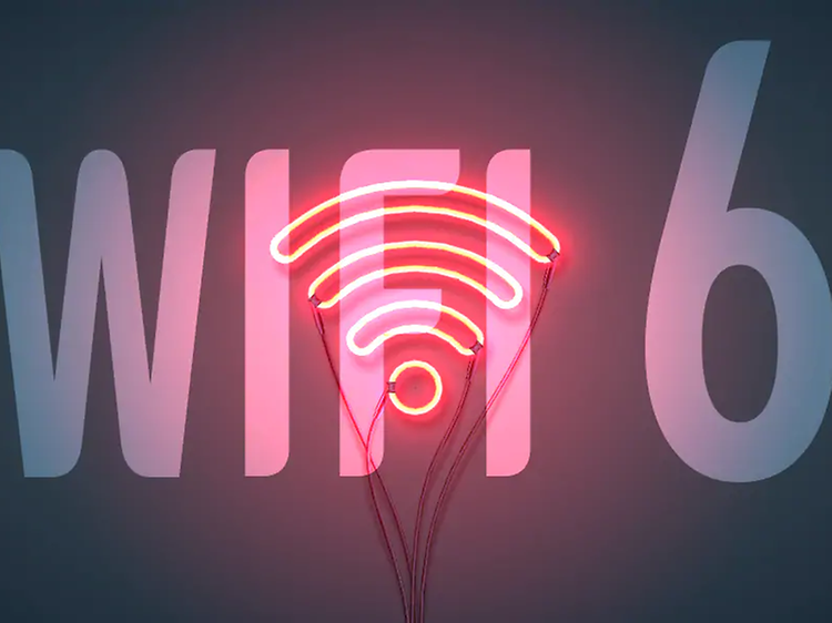 kuvituskuva wifi 6-signaalista neonvalossa