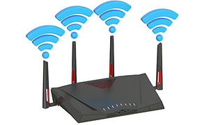 Musta beamforming-reititin neljällä liitännällä