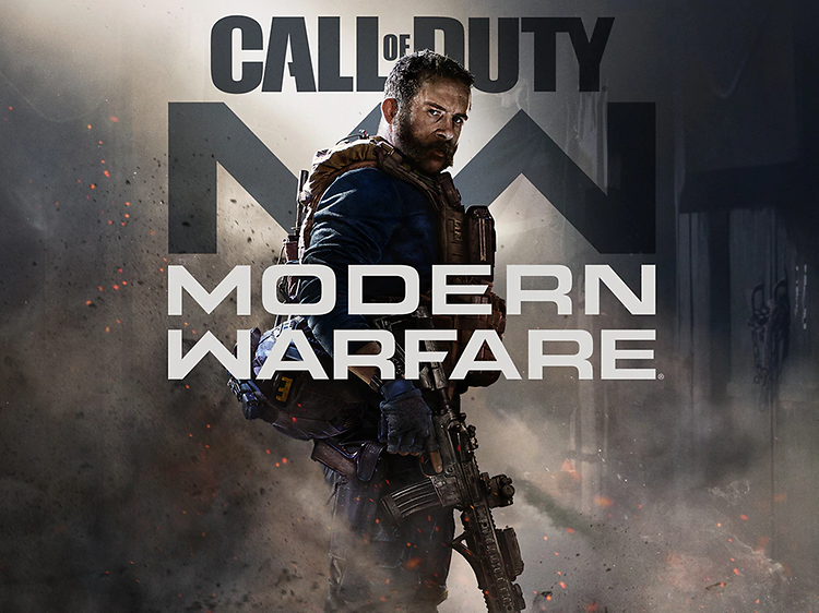 Call of Duty - Modern warfare - kuva pelistä ja logo kuvan päällä