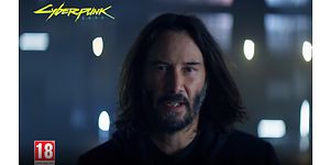 Kuvakaappaus Cyberpunk 2077 -pelivideosta, jossa näkyy näyttelijä Keanu Reeves