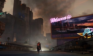 Kuvakaappaus Cyberpunk 2077 -pelistä, kuva Night Cityn maisemista