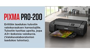Canon Pixma PRO-200 ja tuoteteksti suomeksi