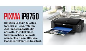 Canon Pixma-iP8750 ja tuoteteksti suomeksi