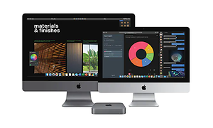 Kaksi Apple iMacia valkoisella taustalla