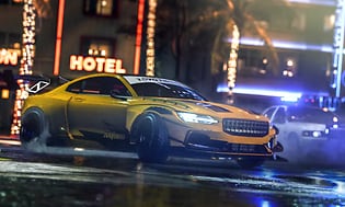 Need for Speed HEAT - keltainen auto ajaa kadulla yöllä