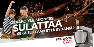 Mies ja poika leipovat Kenwood-keittiökoneella