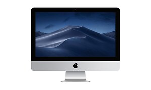 Apple iMac 2020 5K Retina-näytöllä, jossa näkyy tummansävyinen maisemakuva aavikosta