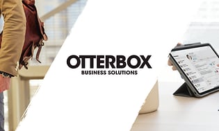 Otterbox-mainoskuva ja englanninkielinen teksti Business solutions