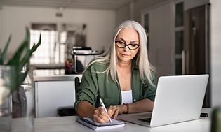 Woman working on a computer