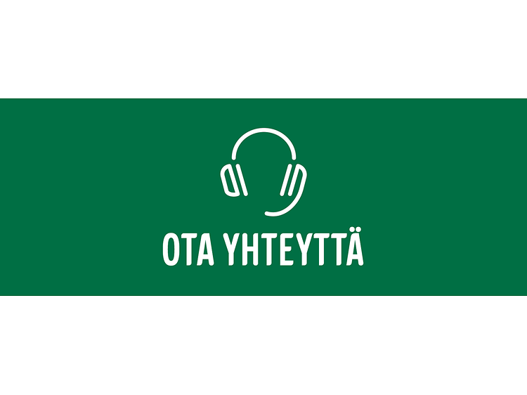 Ota yhteyttä, valkoinen teksti vihreällä taustalla