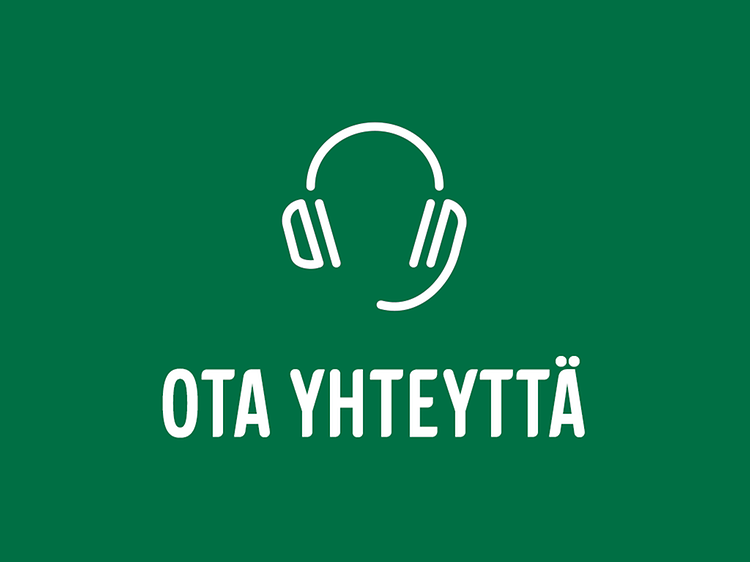 Ota yhteyttä, valkoinen teksti vihreällä taustalla