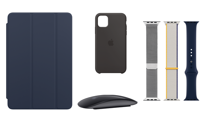 Apple-laitteiden tarvikkeita - iPad ja iPhone-kuoret, Magic Mouse ja Apple Watch -rannekkeet