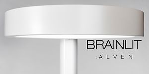 BrainLit Alven -valaisin ja yrityksen logo