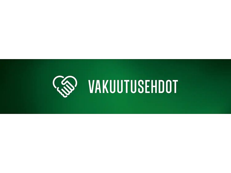 Valkoinen Vakuutusehdot-teksti vihreällä taustalla