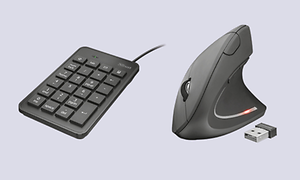 Tuotekuva - Ergonominen hiiri ja pieni näppäimistö