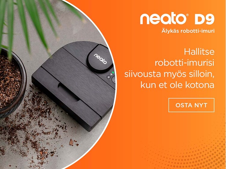 Neato - SDA - Neato D9 robot vacuum that vacuums spilled soil from plant