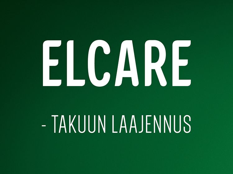 Elcare -takuun laajennus valkoinen teksti vihreällä taustalla