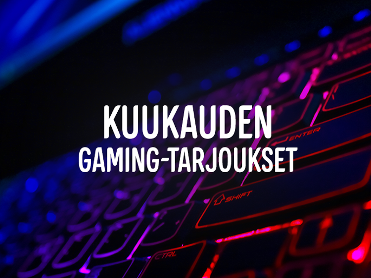 Kuukauden gaming-tarjoukset teksti ja pelinäppäimistö