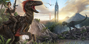 Gaming: Kuvakaappaus Ark Survival Evolved -pelistä, jossa on lohikäärmeitä