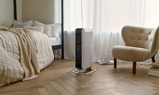 Mill Gentle Air radiator standing in the middle of a room
