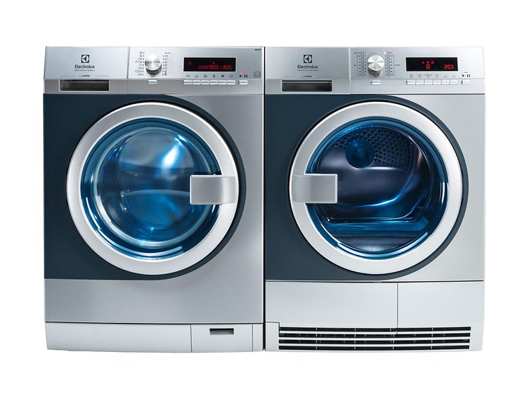 Electrolux myPRO -pyykinpesukone ja -kuivausrumpu vierekkäin
