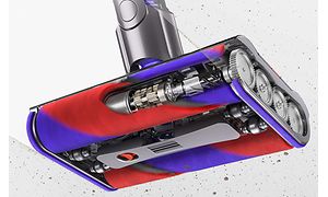 Dyson Omni-Glide и его насадка снизу, чтобы проиллюстрировать его пригодность для ежедневной уборки твердых полов.