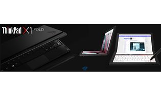 Lenovo ThinkPad X1 Fold -kannettava eri asennoissa