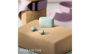 Mintunvihreät Jabra Elite 4 Active-kuulokkeet ja rasia