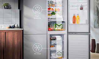 Avoinna oleva Electrolux-jääkaappipakastin ja symboleita