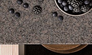 Closeup of a speckled natural stone counter