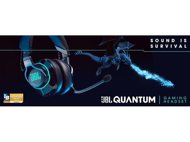 JBL Quantum -kuulokkeet mustalla taustalla