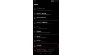 Android-puhelimen asetukset-valikon näkymä.