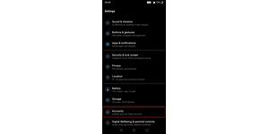 Android-puhelimen asetukset-valikon näkymä.